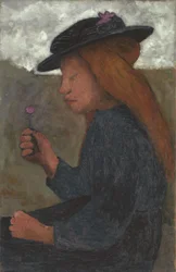 Ragazza con cappello nero